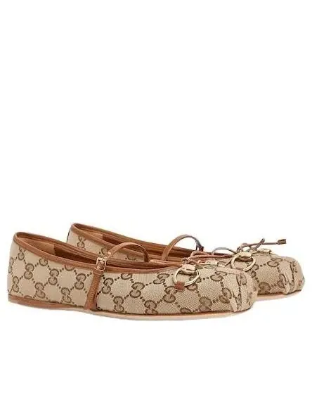 (WMNS) Балетки Gucci 26 Horsebit — изображение 2 из 6, бежевый