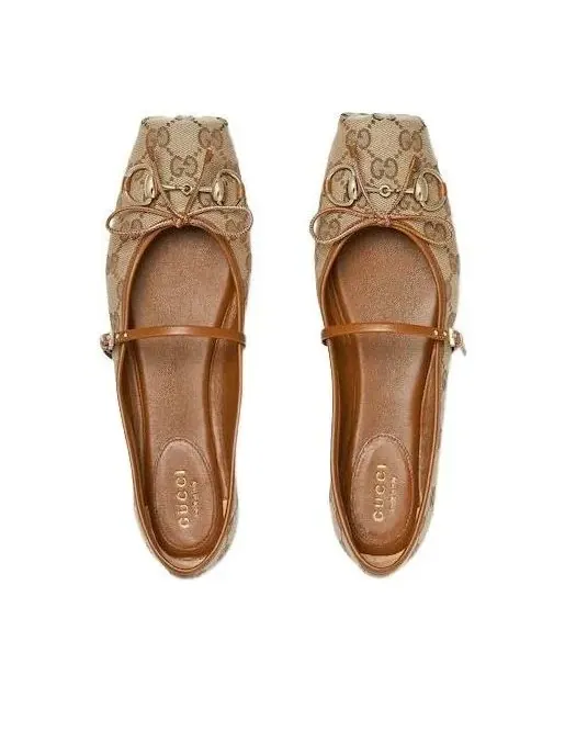 (WMNS) Балетки Gucci 26 Horsebit — изображение 3 из 6, бежевый