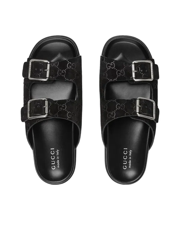 Тапочки gg suede slides Gucci — изображение 3 из 3, черный