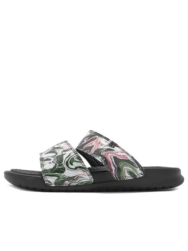 Тапочки benassi duo ultra slide 'black green pink' Nike