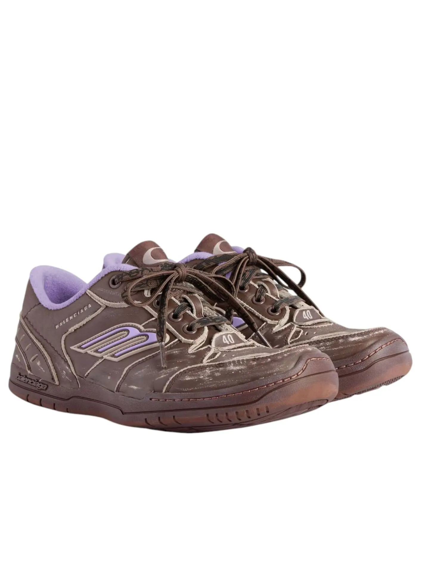 Кроссовки (WMNS) Balenciaga Hamptons Medium Worn-out 'Brown lilac' — изображение 2 из 6, коричневый
