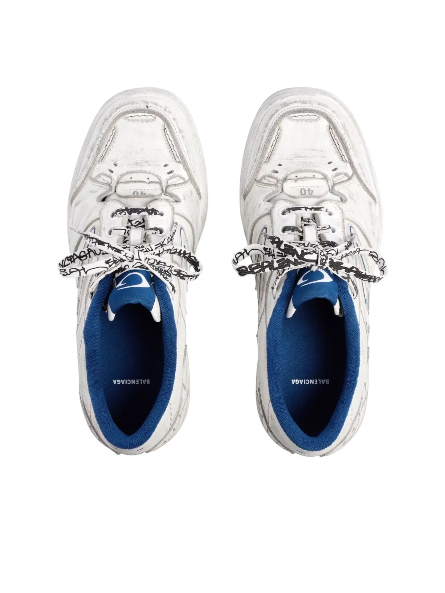 Balenciaga Hamptons Medium Worn-out 'White Dark Blue' — изображение 4 из 6, белый/темный синий/серый