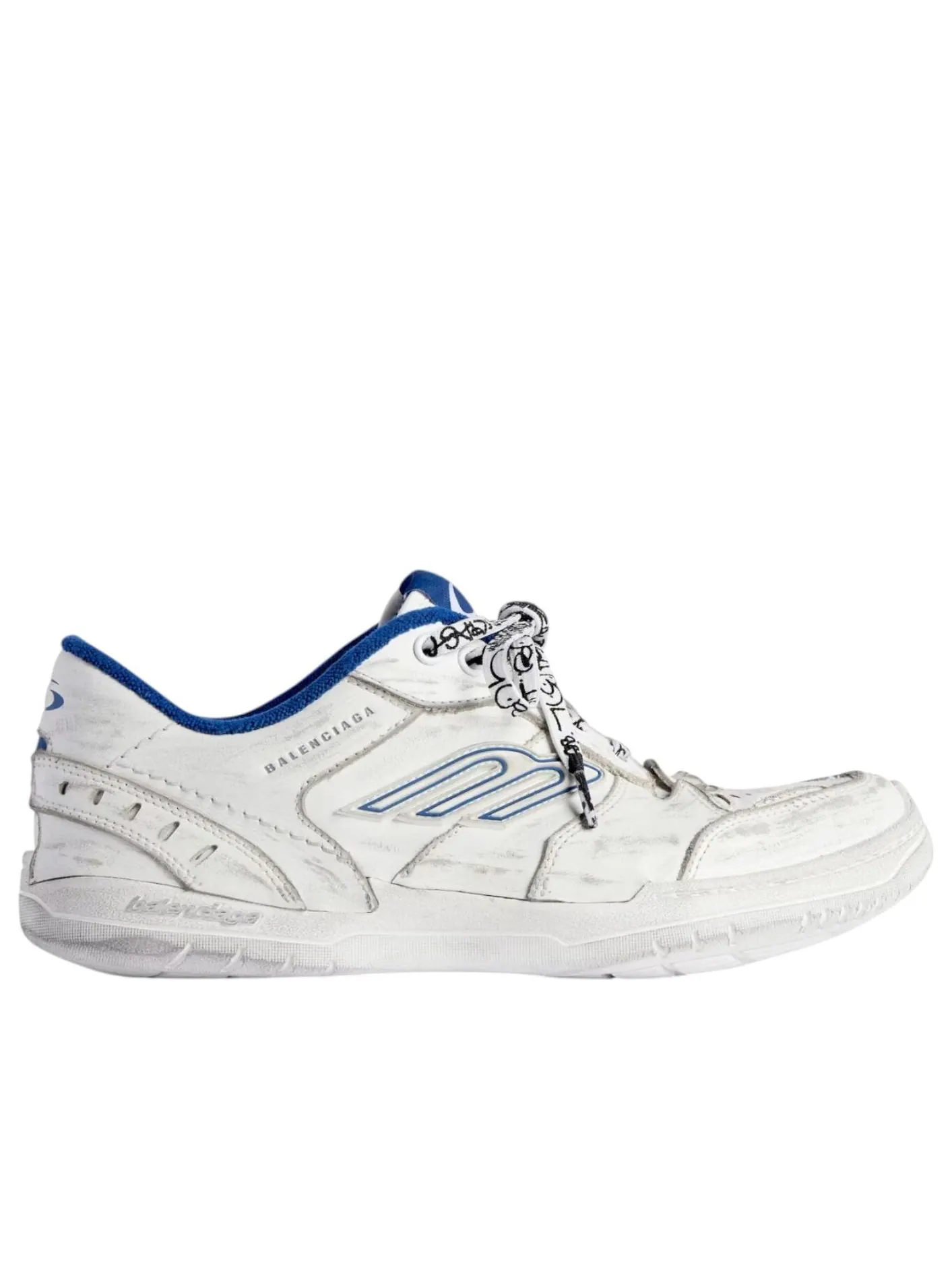Balenciaga Hamptons Medium Worn-out 'White Dark Blue' — изображение 6 из 6, белый/темный синий/серый