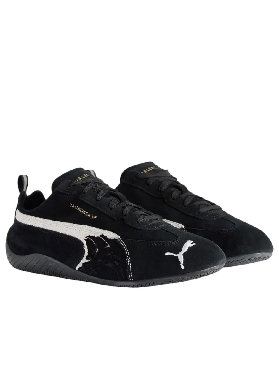 Кроссовки Balenciaga x Puma Speedcat Suede 'Distressed Black White' — изображение 2 из 7, черный/белый