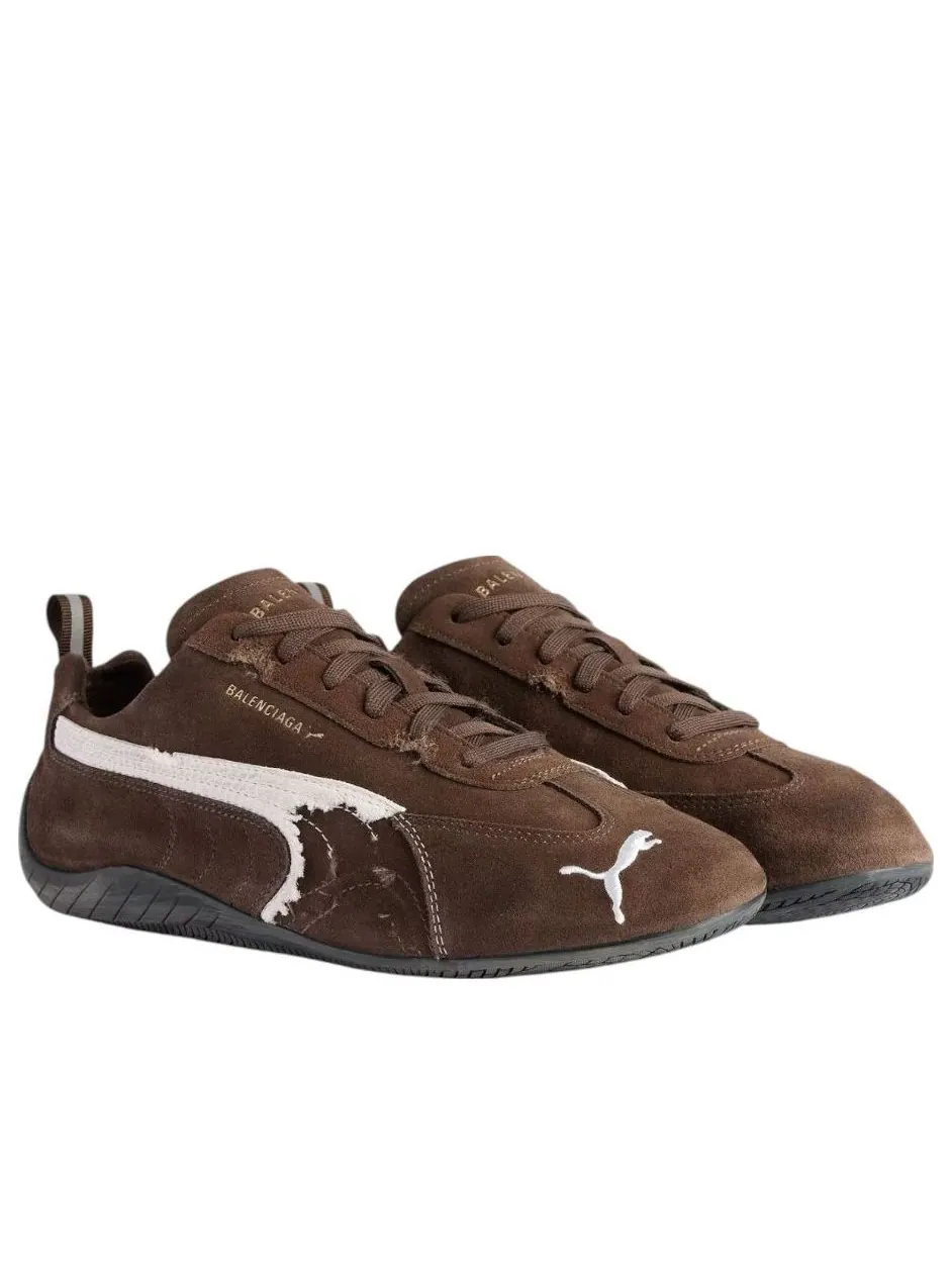 Balenciaga x Puma Speedcat Suede 'Distressed Brown White' — изображение 2 из 7, коричневый/белый