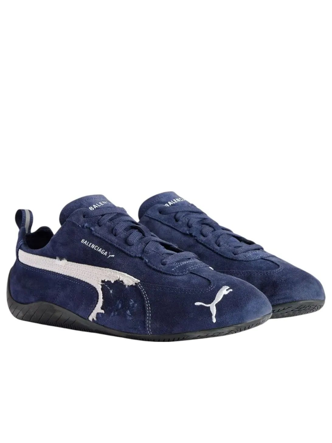 Balenciaga x Puma Speedcat Suede 'Distressed Navy White' — изображение 2 из 7, темно-синий/белый/черный