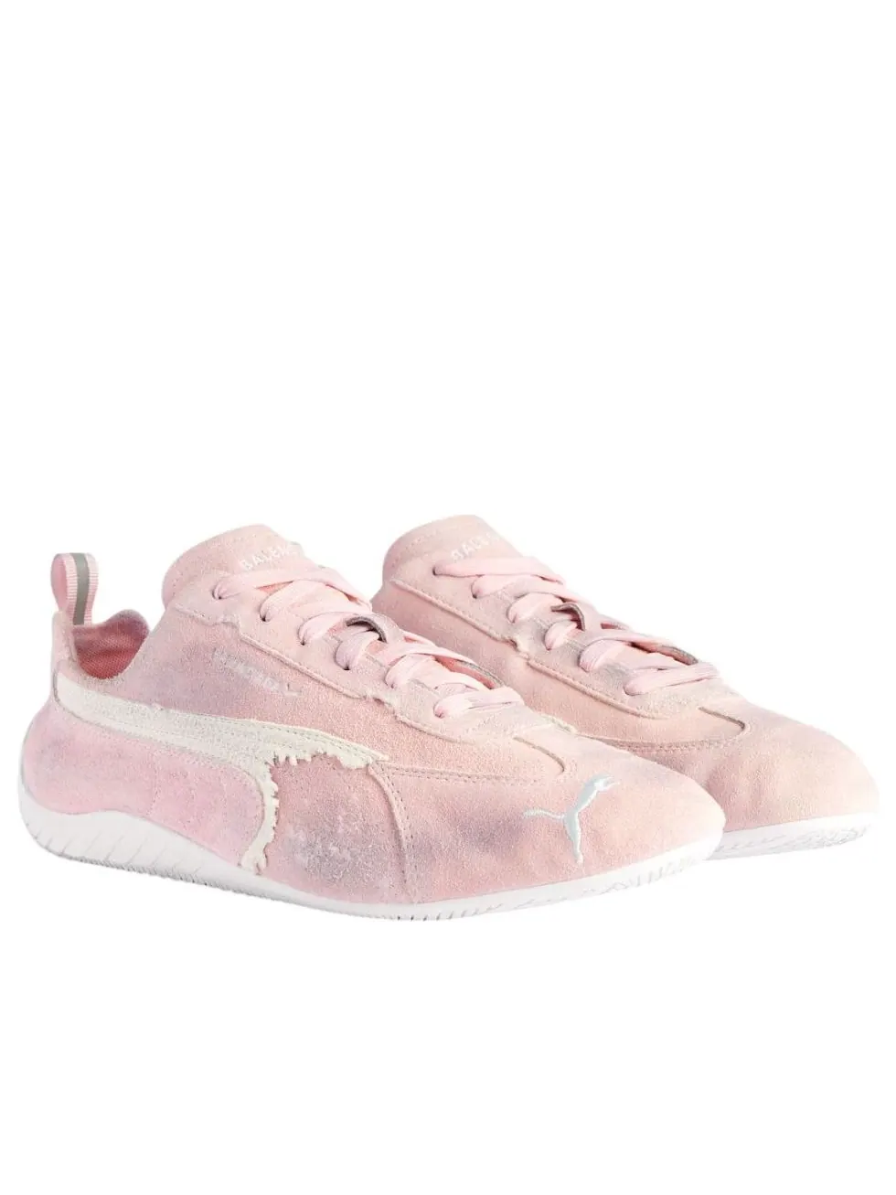 Кроссовки Balenciaga x Puma Speedcat Suede 'Distressed Pink White' — изображение 2 из 7, розовый