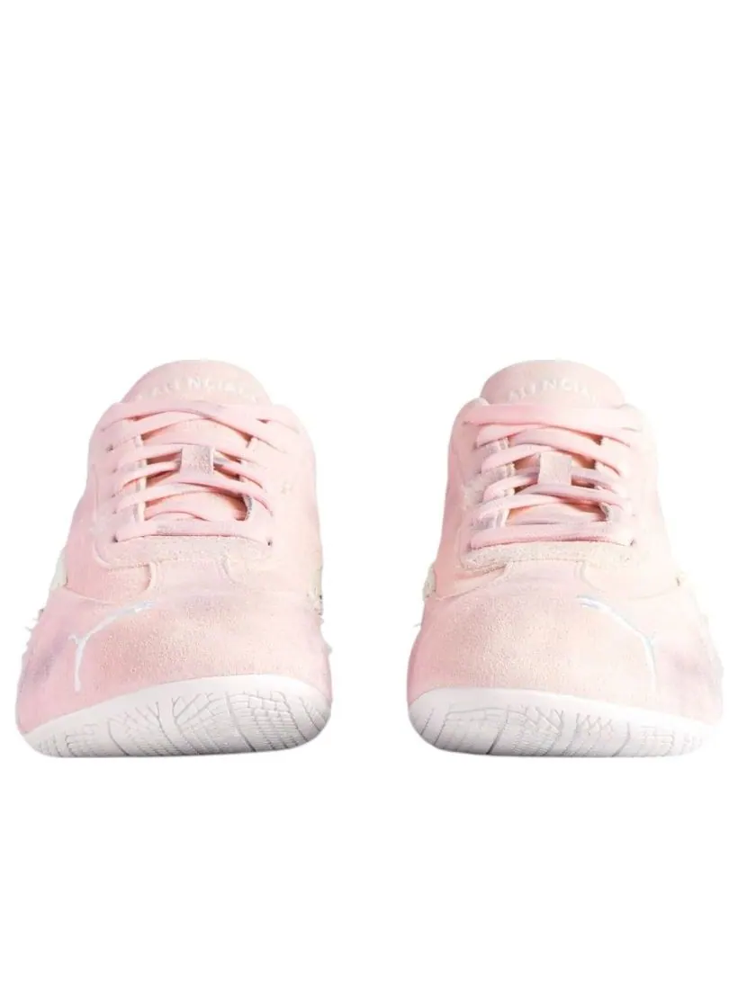 Кроссовки Balenciaga x Puma Speedcat Suede 'Distressed Pink White' — изображение 3 из 7, розовый