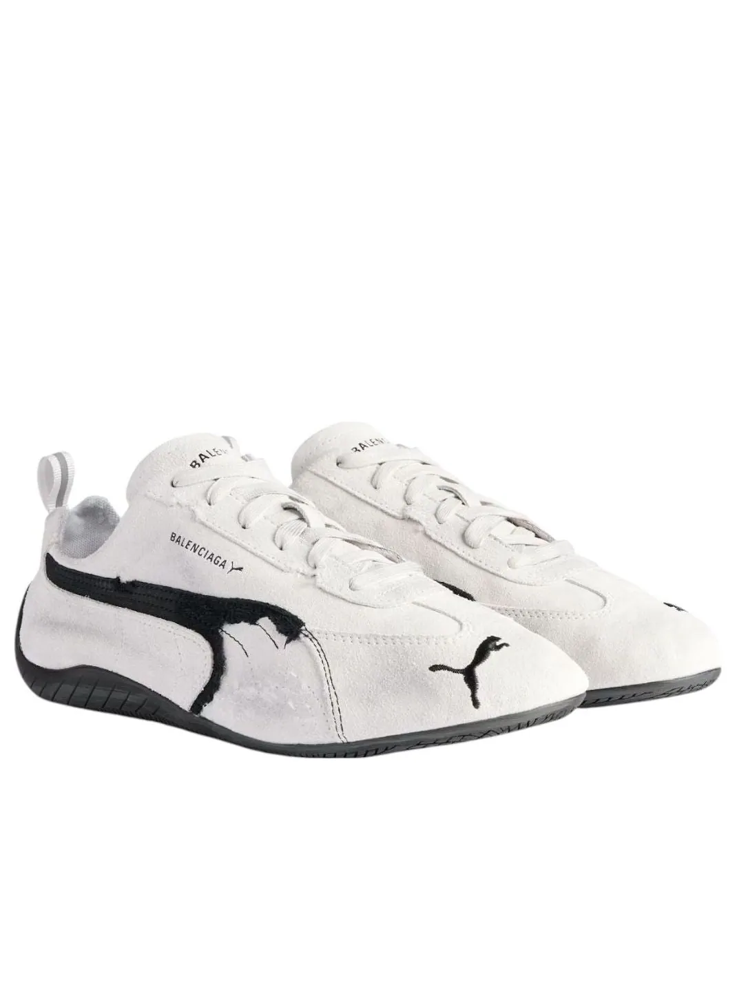 Кроссовки Balenciaga x Puma Speedcat Suede 'Distressed White Black' — изображение 2 из 7, белый