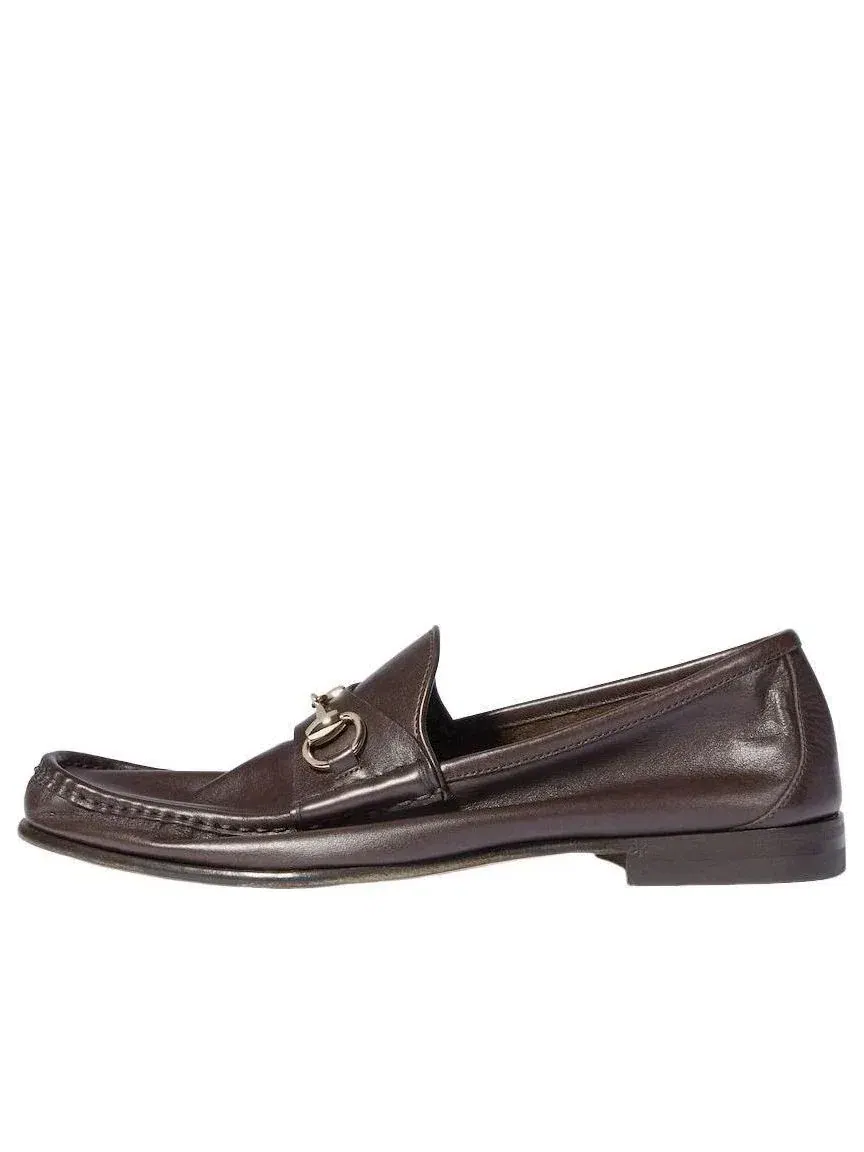 Мужские лоферы без шнуровки из кожи модель Lugano Loafer Gucci — изображение 1 из 5, коричневый