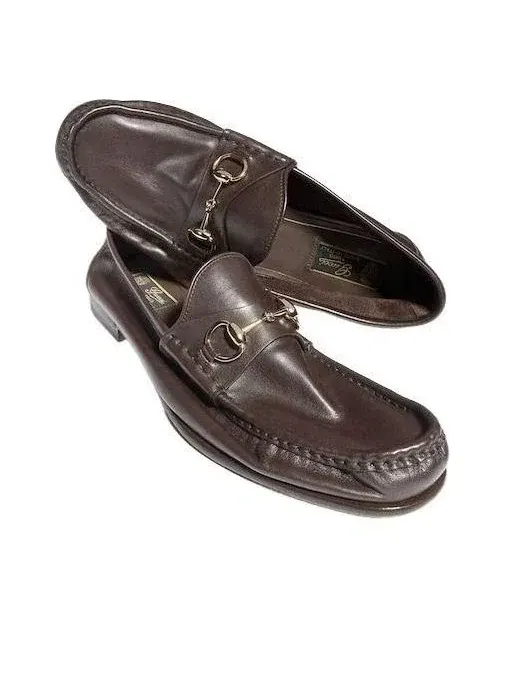 Мужские лоферы без шнуровки из кожи модель Lugano Loafer Gucci — изображение 2 из 5, коричневый