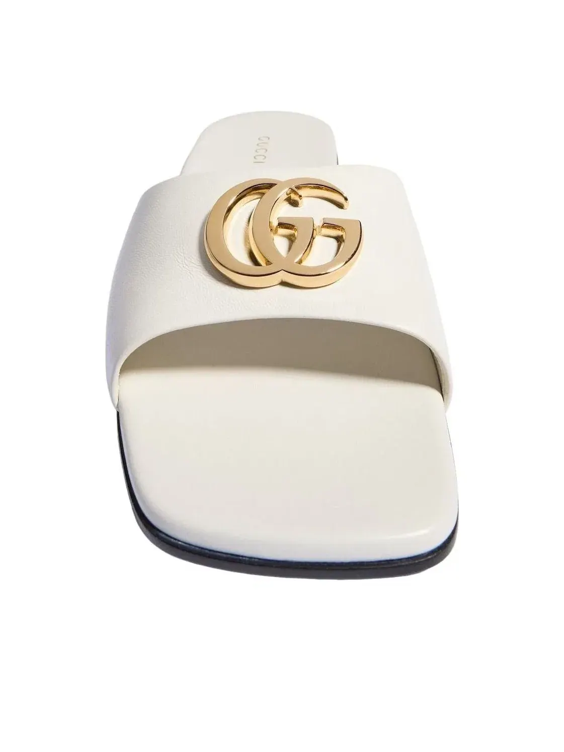 Женские шлепанцы с открытым носком и принтом Double G Gucci — изображение 4 из 7, белый
