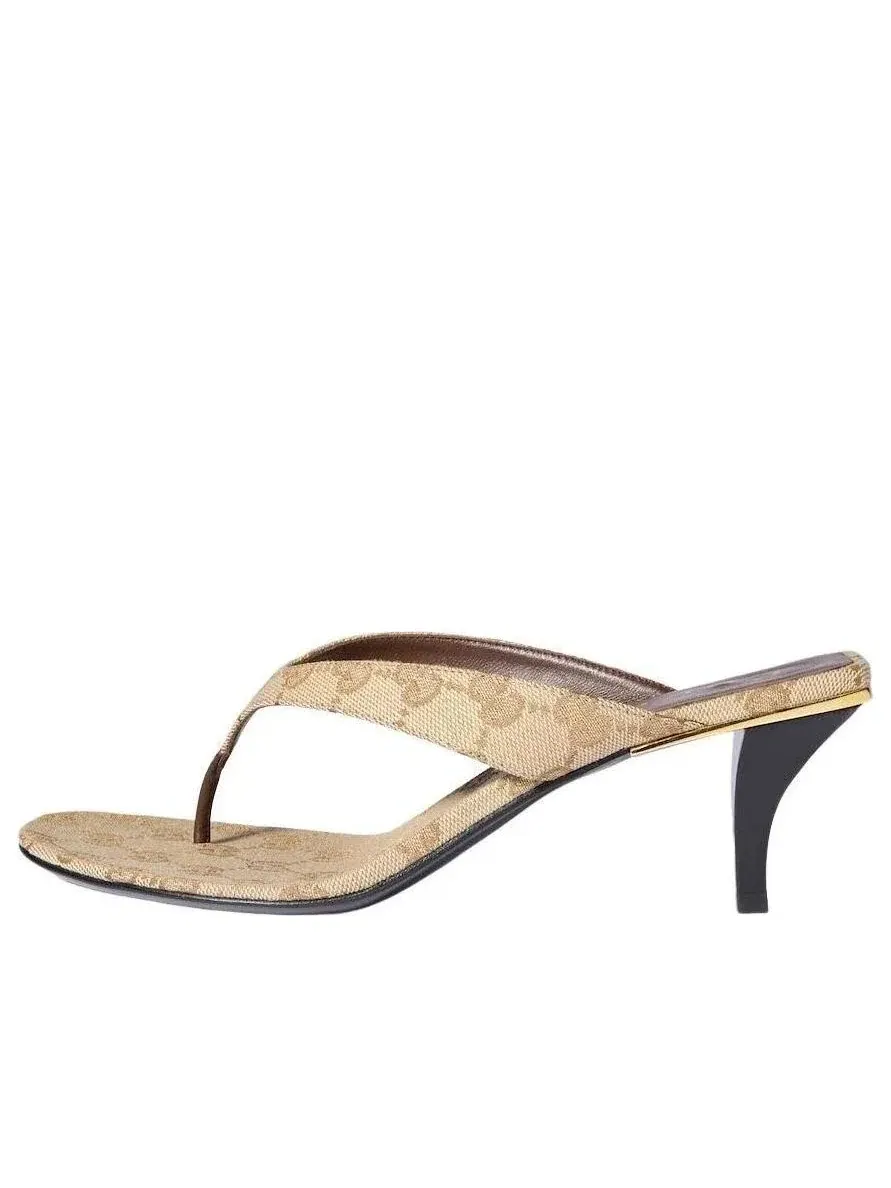 Женские сандалии-вьетнамки без застежки из кожи с открытым носком Sand Dark Brown Gucci — изображение 1 из 7, мульти