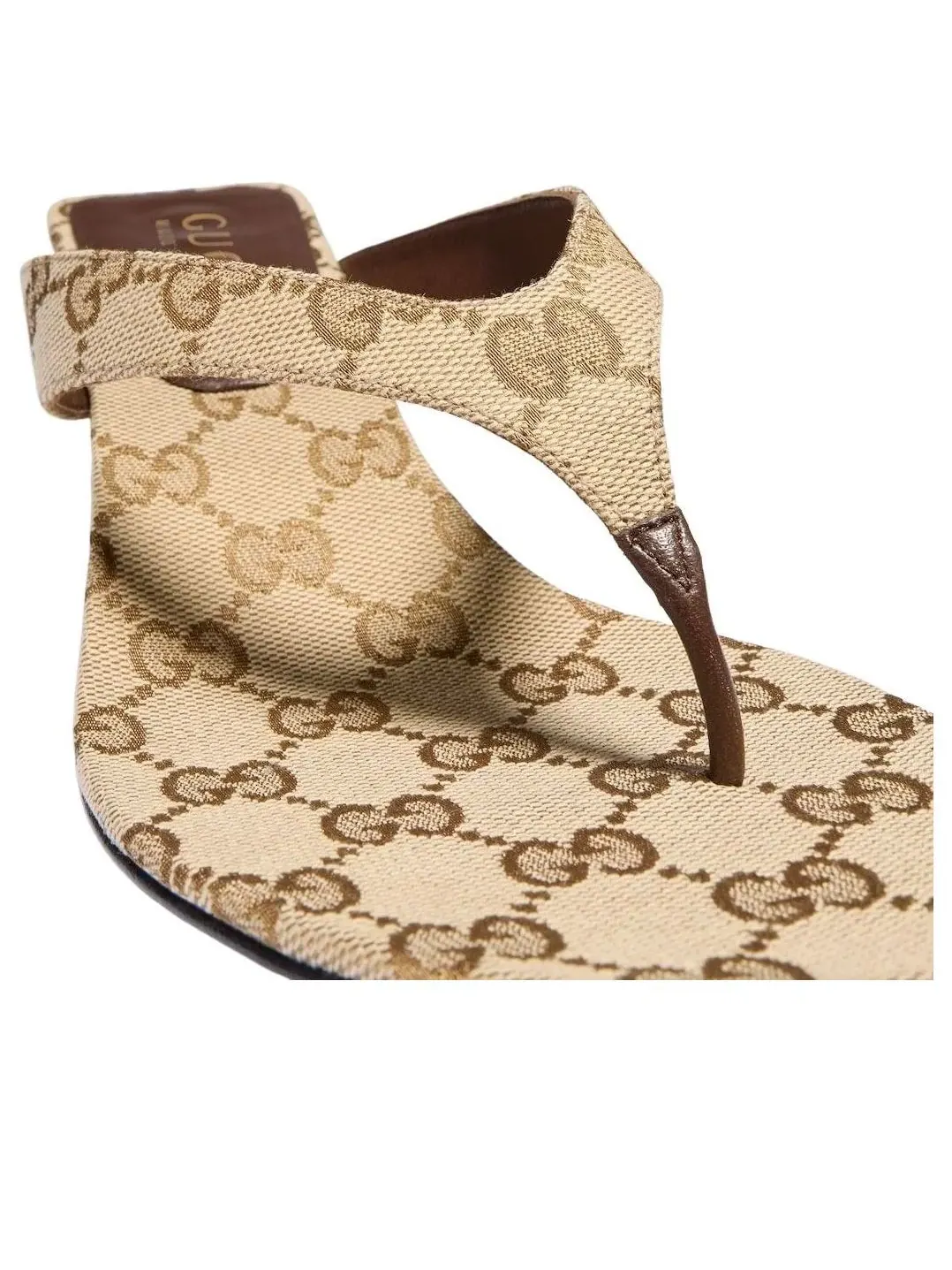 Женские сандалии-вьетнамки без застежки из кожи с открытым носком Sand Dark Brown Gucci — изображение 5 из 7, мульти