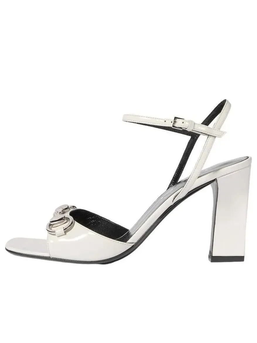 Женские босоножки-слайды на каблуке с открытым носком Gucci Signora Sandal — изображение 1 из 5, белый