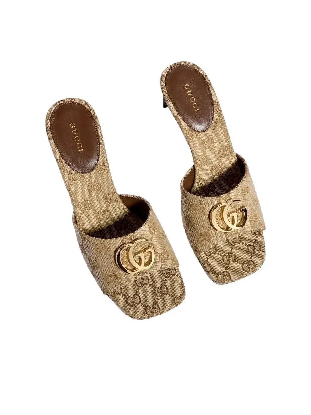 Женские сандалии-слипоны с принтом Double G Gucci — изображение 3 из 8, коричневый