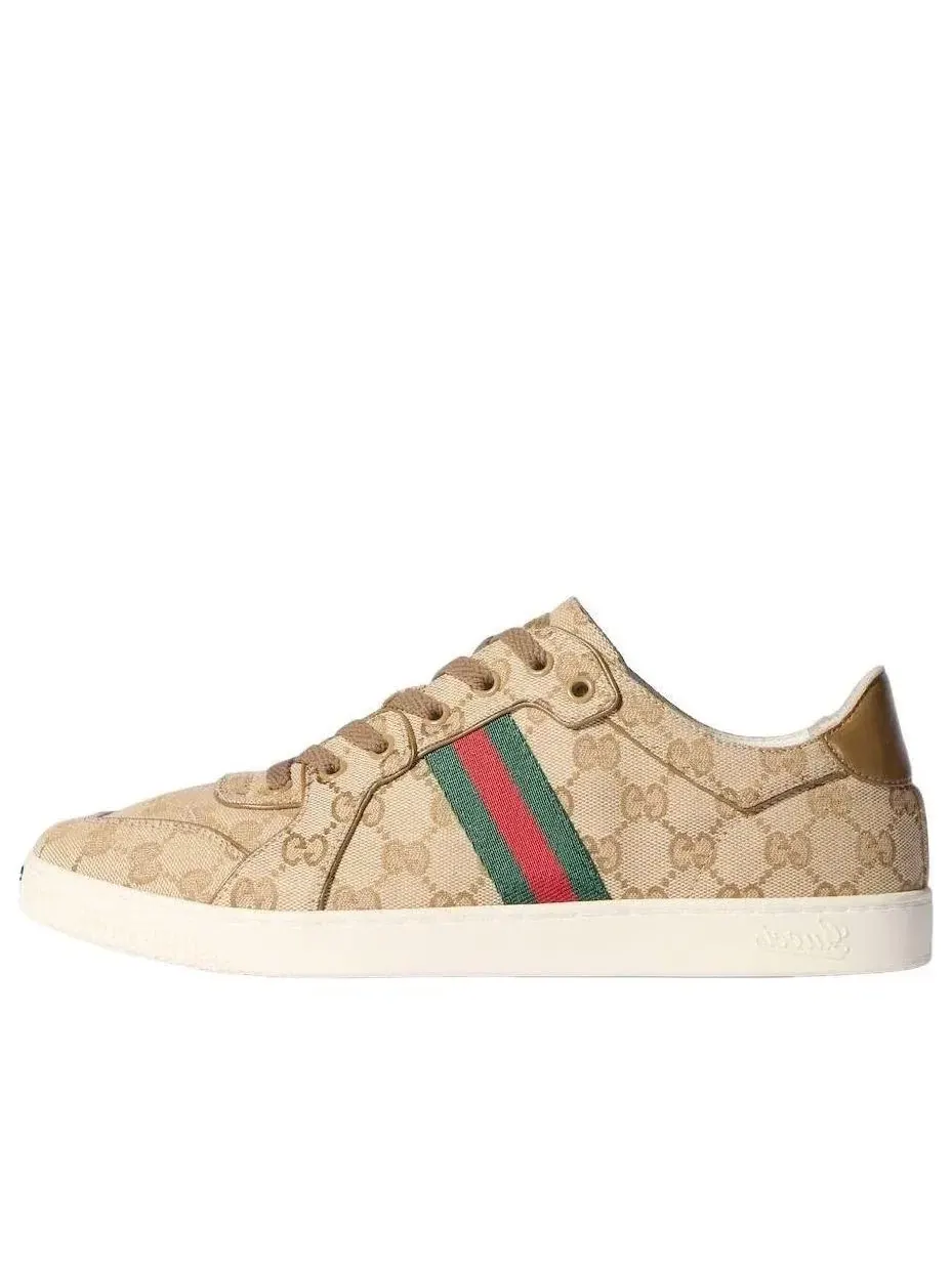 Мужские кроссовки на шнуровке с низким верхом Gucci Stretch Low-Top Sneaker Sand Brown — изображение 1 из 8, бежевый