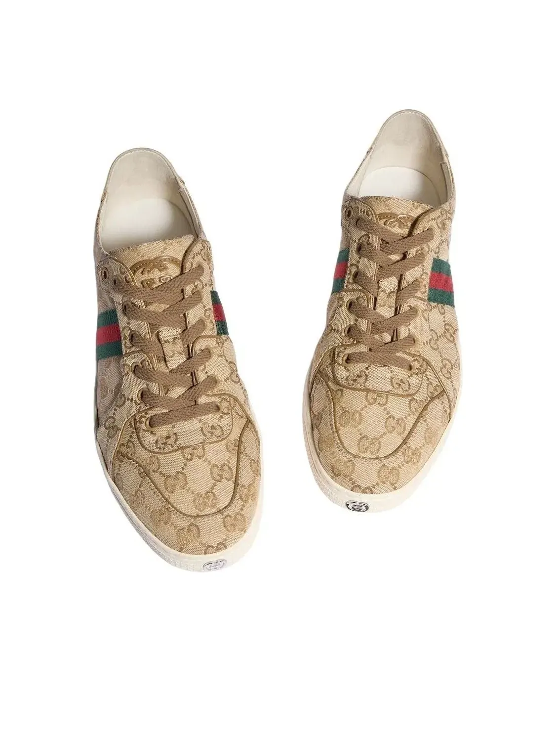 Мужские кроссовки на шнуровке с низким верхом Gucci Stretch Low-Top Sneaker Sand Brown — изображение 4 из 8, бежевый