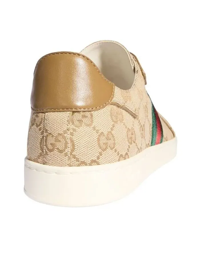 Мужские кроссовки на шнуровке с низким верхом Gucci Stretch Low-Top Sneaker Sand Brown — изображение 6 из 8, бежевый