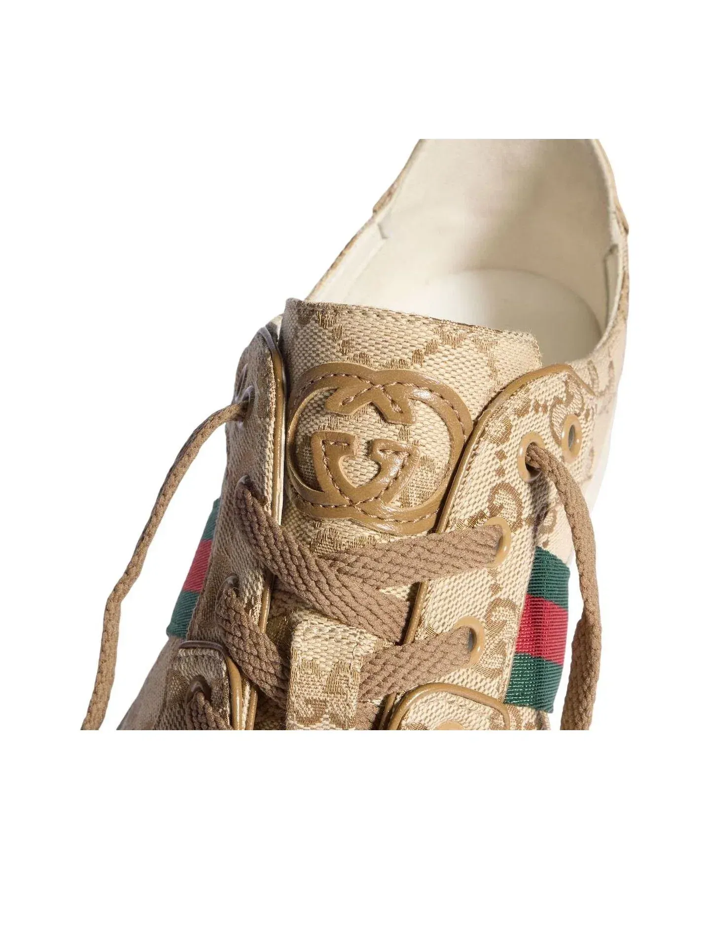 Мужские кроссовки на шнуровке с низким верхом Gucci Stretch Low-Top Sneaker Sand Brown — изображение 7 из 8, бежевый