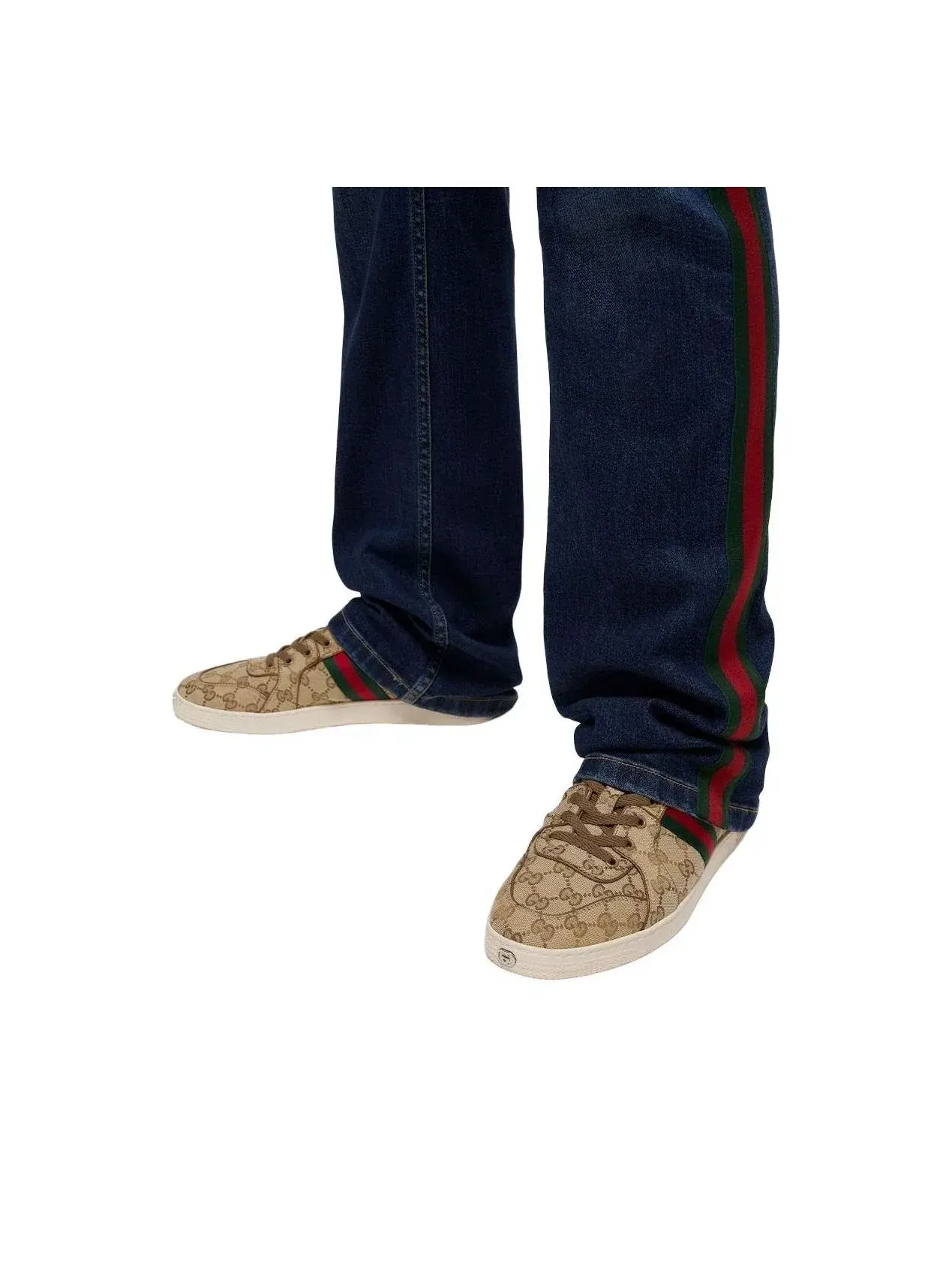 Мужские кроссовки на шнуровке с низким верхом Gucci Stretch Low-Top Sneaker Sand Brown — изображение 8 из 8, бежевый