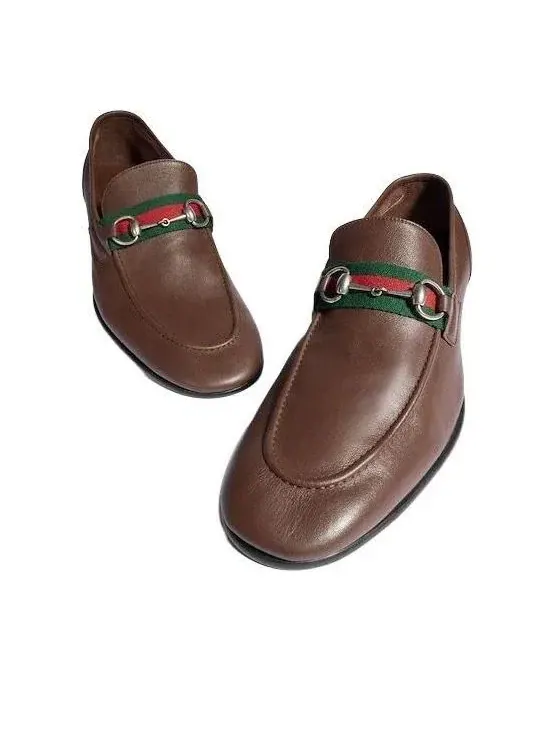 Мужские лоферы из кожи с круглым носком Gucci Como Loafer — изображение 4 из 7, коричневый