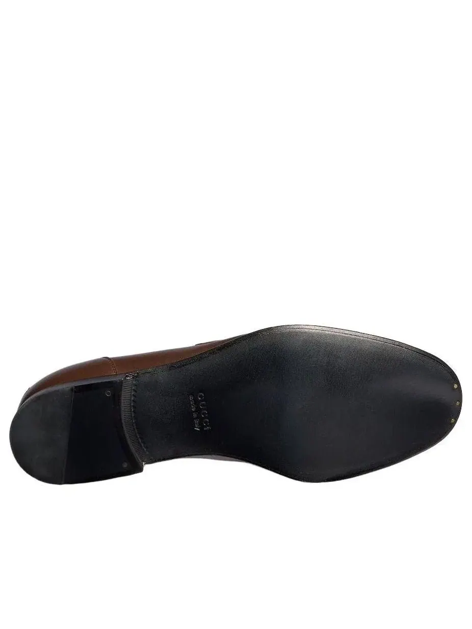 Мужские лоферы из кожи с круглым носком Gucci Como Loafer — изображение 5 из 7, коричневый