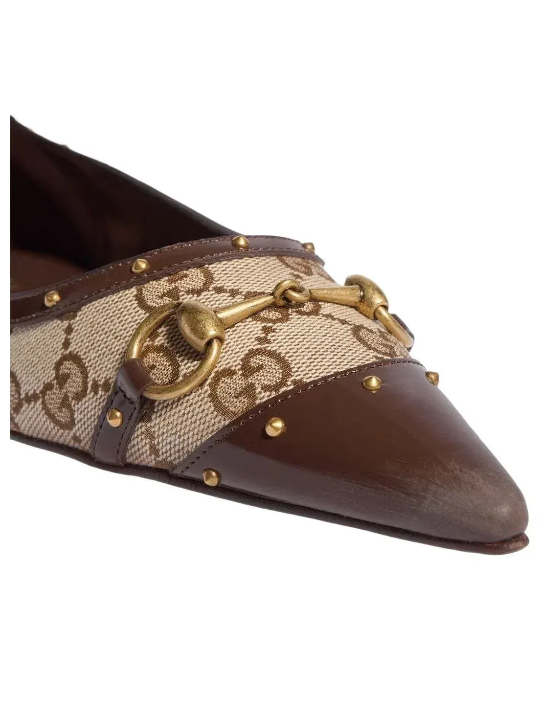 Женские балетки с закрытым мысом и шнуровкой Sand Dark Brown Gucci — изображение 5 из 6, мульти