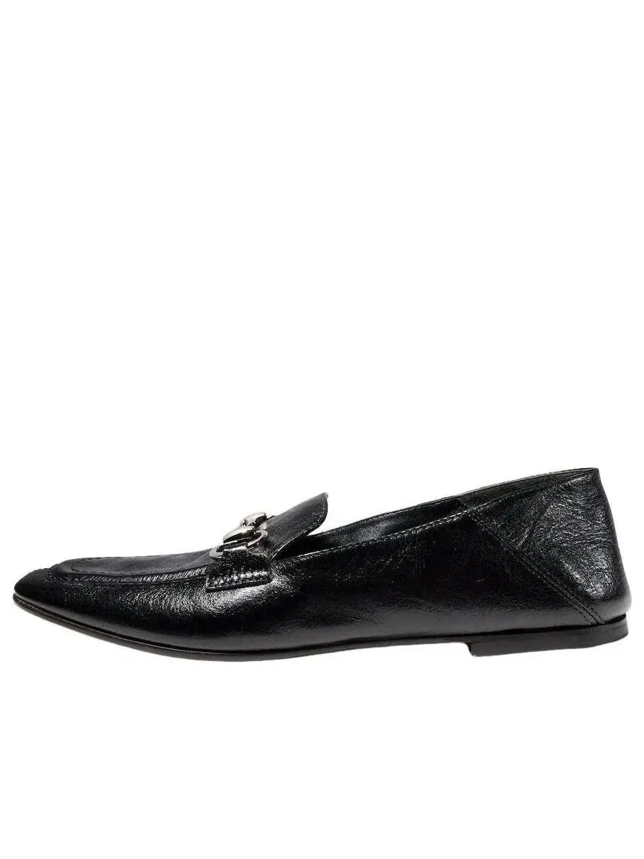 Женские лоферы из кожи с круглым носком Gucci Jordaan Soft Loafer — изображение 1 из 6, черный