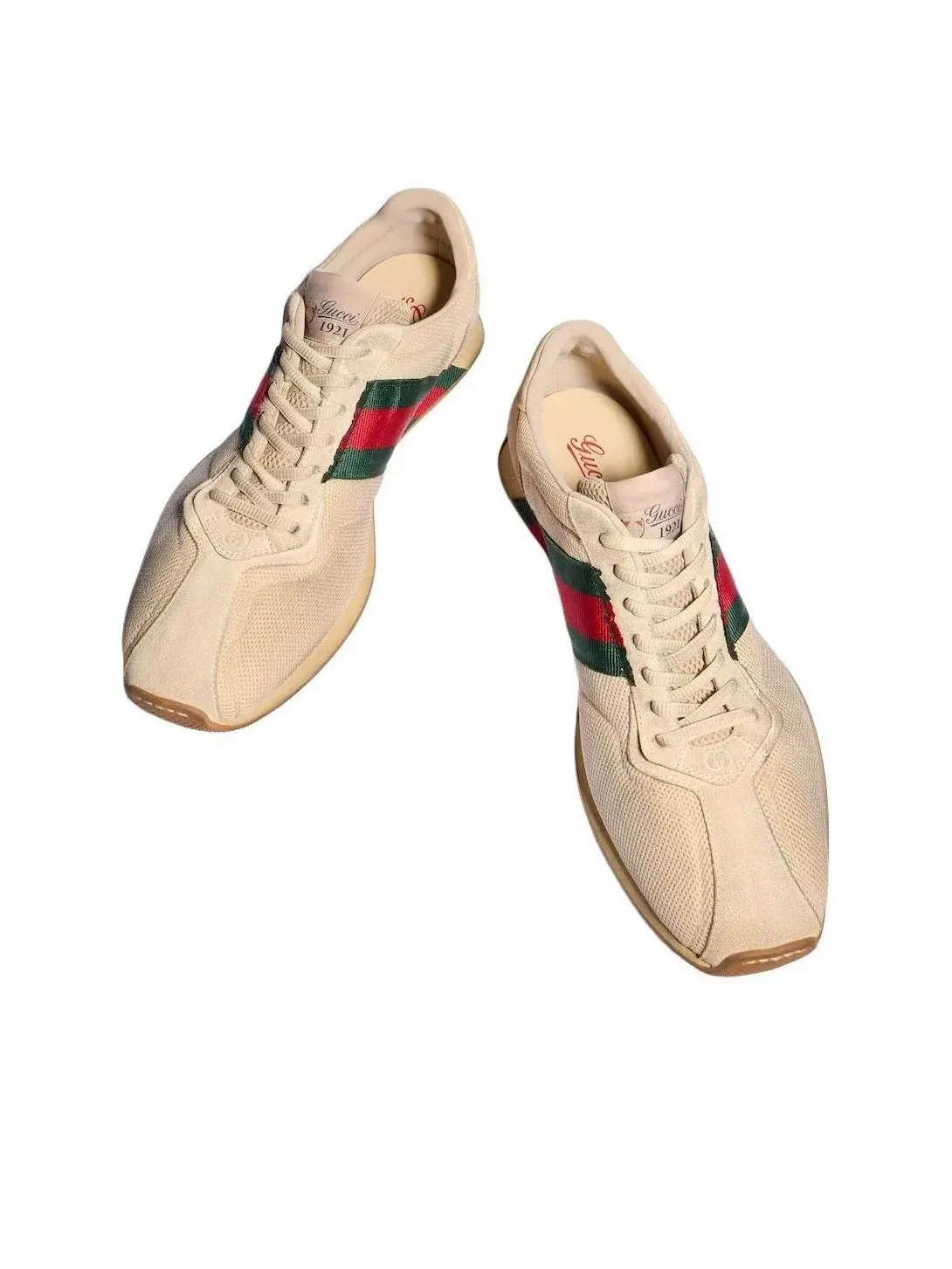 Мужские кроссовки с шнуровкой Tempo Sneaker Gucci — изображение 3 из 7, бежевый