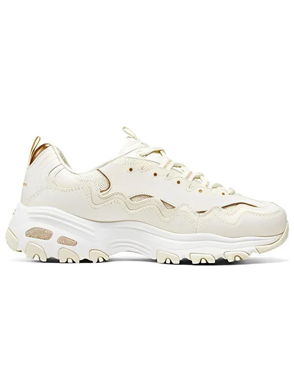 Кроссовки (WMNS) Skechers D'lites 1.0 Marathon Running Shoes 'Beige White' — изображение 2 из 4, бежевый/белый