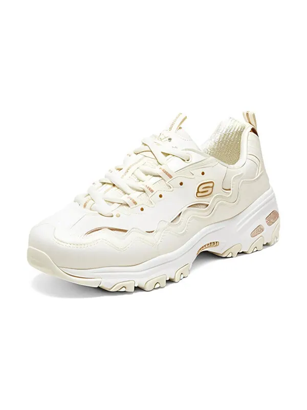 Кроссовки (WMNS) Skechers D'lites 1.0 Marathon Running Shoes 'Beige White' — изображение 3 из 4, бежевый/белый