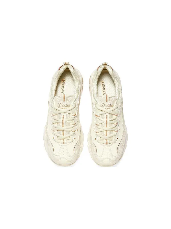 Кроссовки (WMNS) Skechers D'lites 1.0 Marathon Running Shoes 'Beige White' — изображение 4 из 4, бежевый/белый