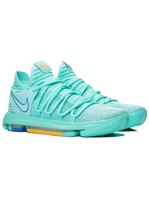 Кроссовки кд 10 Nike — изображение 2 из 4, зеленый/синий