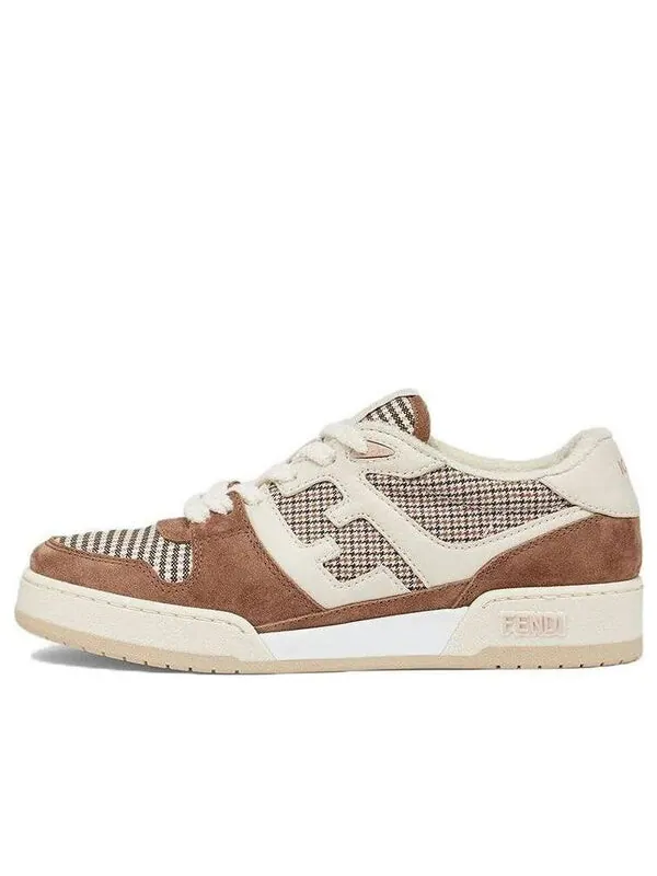 Кроссовки match low top 'cream brown houndstooth' Fendi — изображение 1 из 4, кремовый/коричневый
