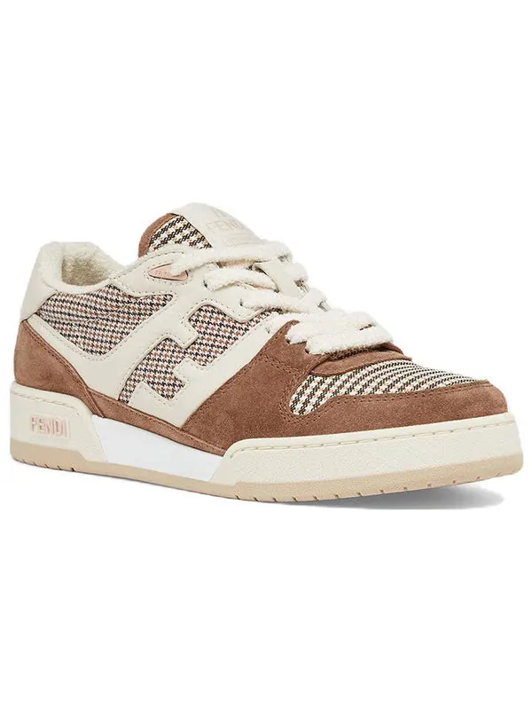 Кроссовки match low top 'cream brown houndstooth' Fendi — изображение 2 из 4, кремовый/коричневый