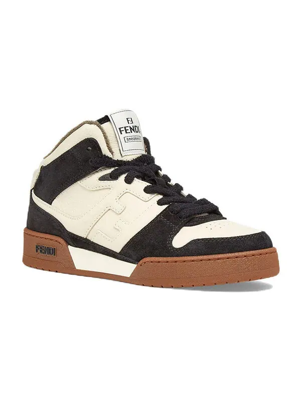 Кроссовки match high top 'black white cream' Fendi — изображение 2 из 4, белый/кремовый/черный