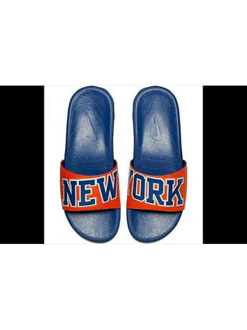 Тапочки nba x benassi 'knicks' Nike — изображение 2 из 2, синий-серебристый