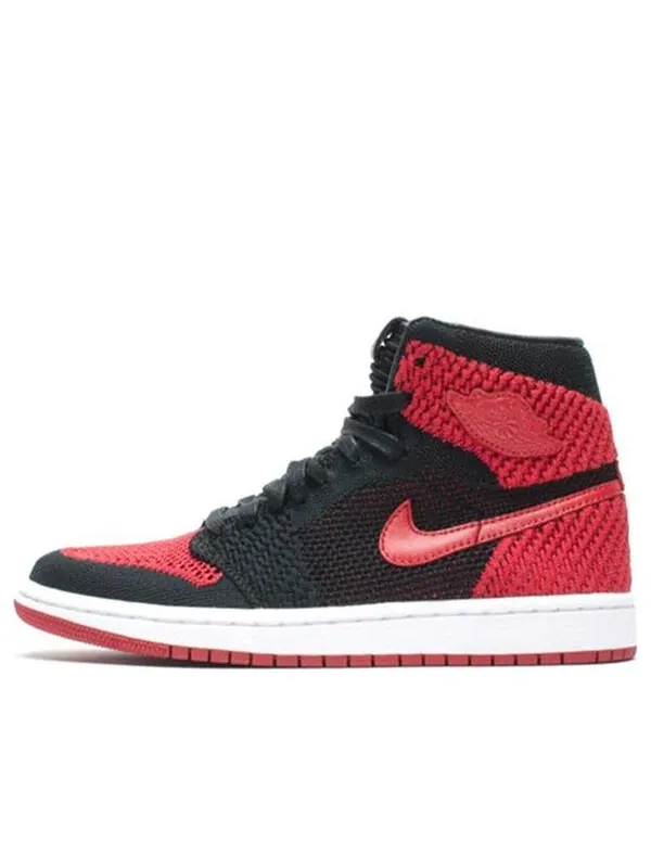 Кроссовки 1 ретро высокие og Flyknit Air Jordan — изображение 1 из 4, черный/красный/белый