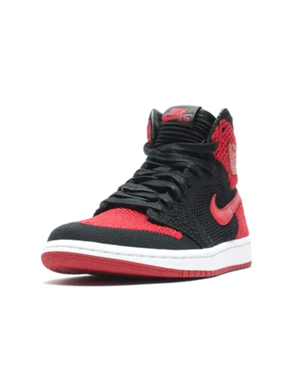 Кроссовки 1 ретро высокие og Flyknit Air Jordan — изображение 2 из 4, черный/красный/белый