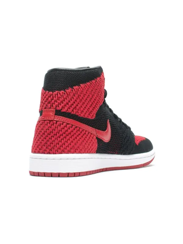 Кроссовки 1 ретро высокие og Flyknit Air Jordan — изображение 3 из 4, черный/красный/белый