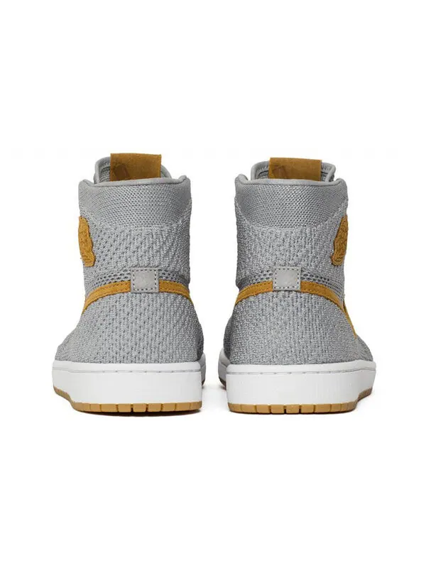 Кроссовки 1 ретро высокие og Flyknit Air Jordan — изображение 3 из 4, серый/золотистый-желтый