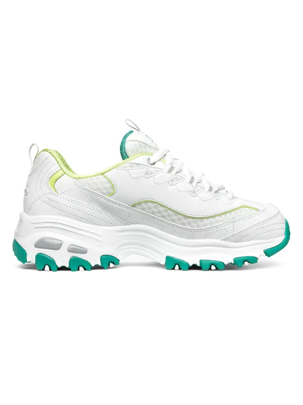 Кроссовки d lites 1.0 low-top running shoes white/green Skechers — изображение 2 из 4, белый/зеленый