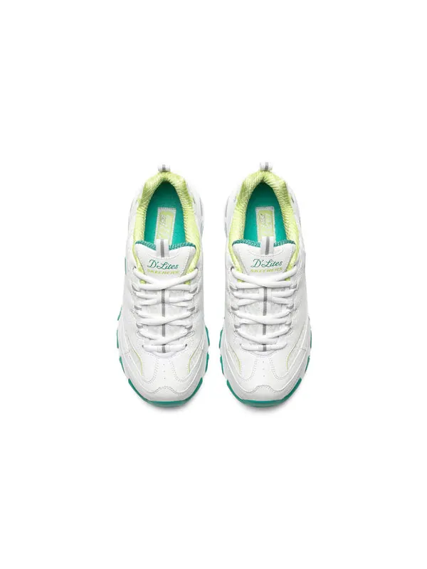 Кроссовки d lites 1.0 low-top running shoes white/green Skechers — изображение 3 из 4, белый/зеленый
