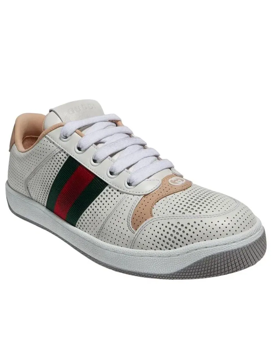 Женские кроссовки кожаные с принтом Screener Gucci — изображение 2 из 9, белый