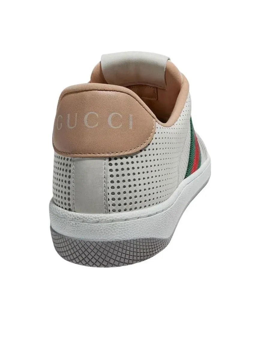Женские кроссовки кожаные с принтом Screener Gucci — изображение 6 из 9, белый