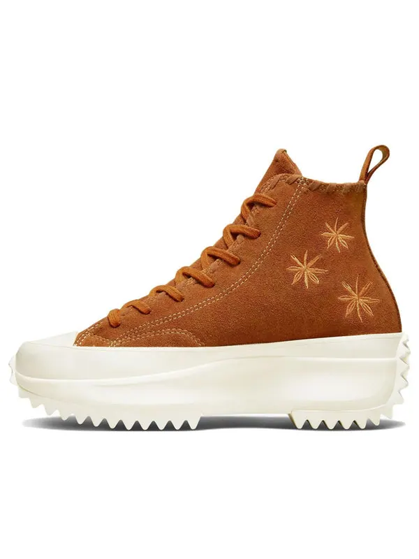 Кроссовки run star hike platform high 'embroidered floral - amber' Converse — изображение 1 из 4, коричневый