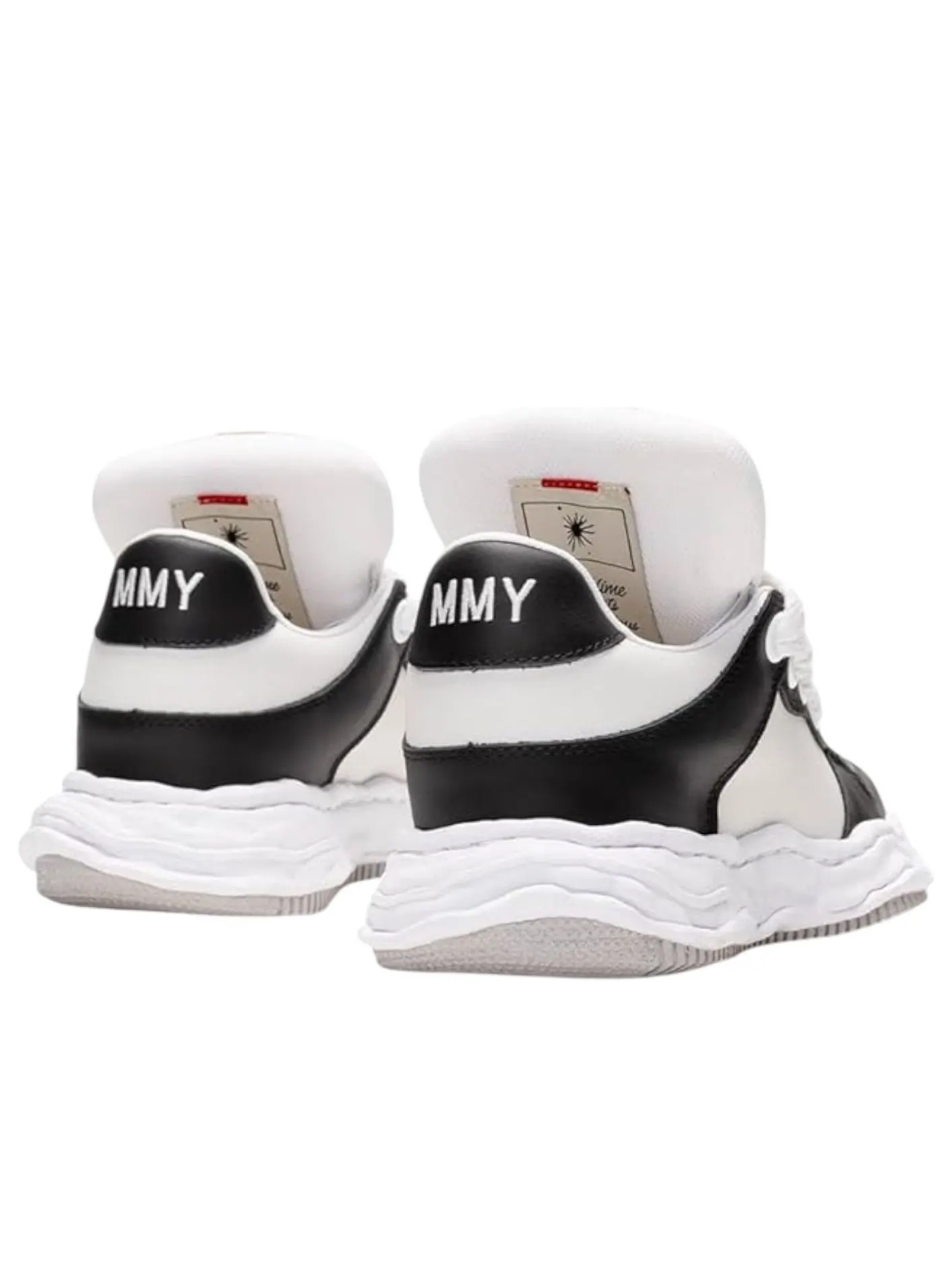 Пуховик Maison Mihara Yasuhiro Wayne Low Leather Puffer 'Black White' — изображение 4 из 5, черный/белый