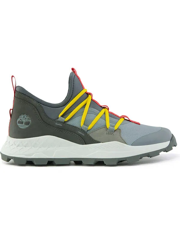 Кроссовки brooklyn leather and fabric oxford trainers 'medium grey mesh with red' Timberland — изображение 2 из 4