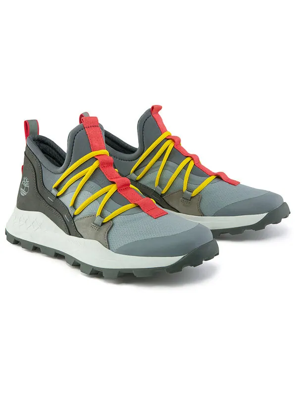 Кроссовки brooklyn leather and fabric oxford trainers 'medium grey mesh with red' Timberland — изображение 4 из 4
